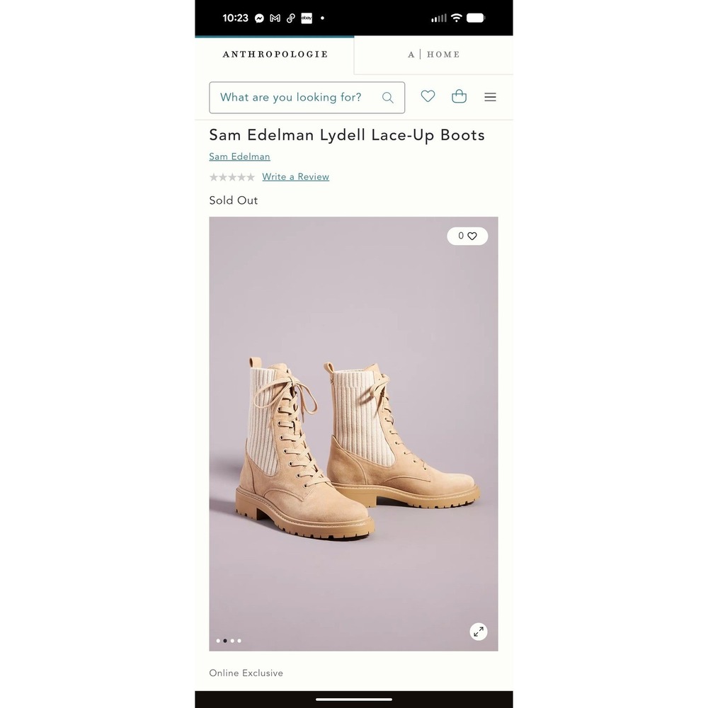 Sam Edelman Lydell Lace-Up Combat Boots in Beige and Cream